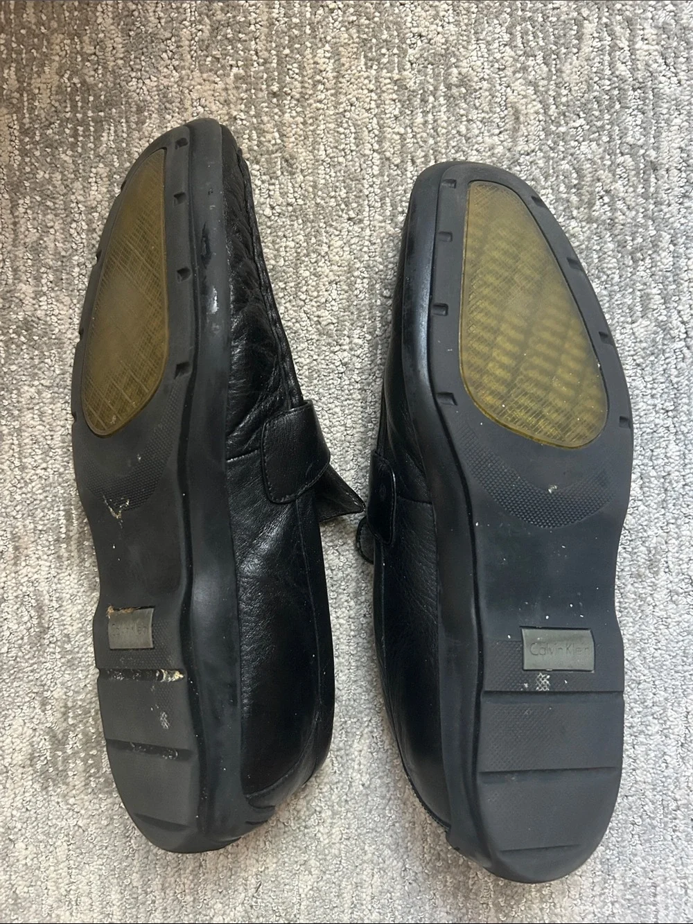 Calvin Klein Black Leather Slip-On Loafers with Silver Accents